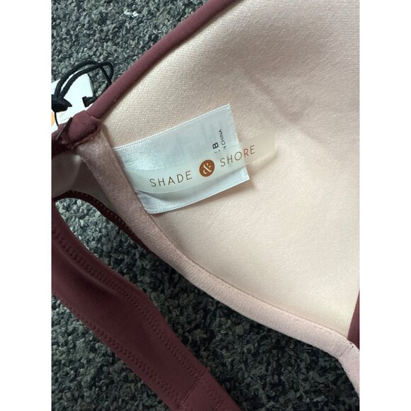 Shade & Shore Burgundy Laser-Cut Triangle Bikini Top Size 32B - Picture 5 of 7